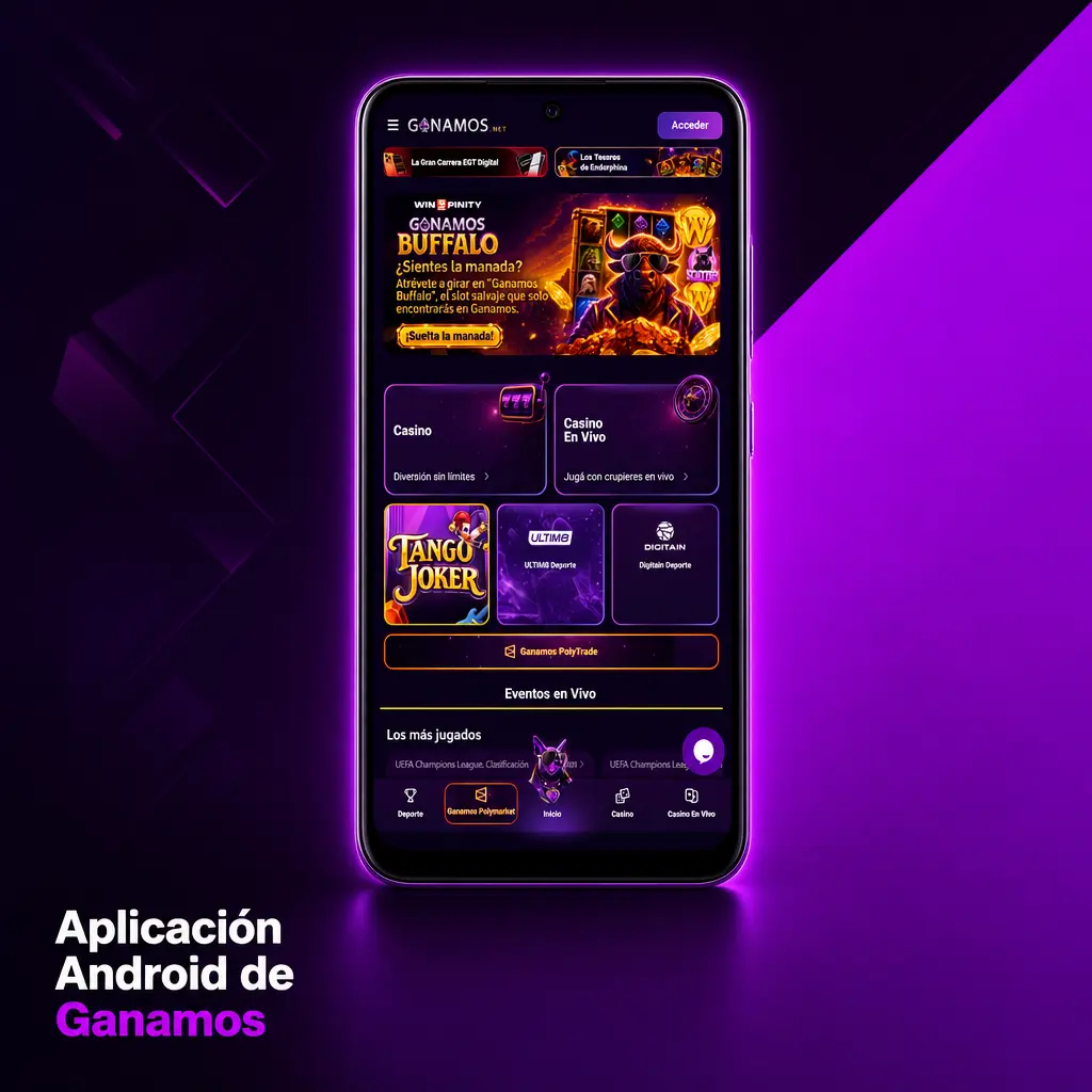 Aplicación de Ganamos para Android, compatible con Android 8.0 o superior, con descarga del APK e instalación paso a paso