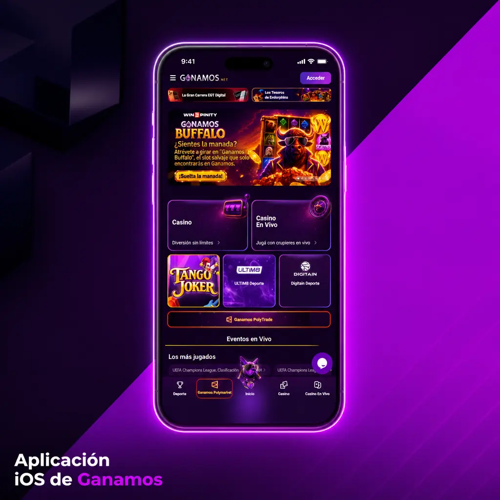 Aplicación web progresiva de Ganamos para iOS, accesible desde Safari y agregada a la pantalla de inicio del iPhone.