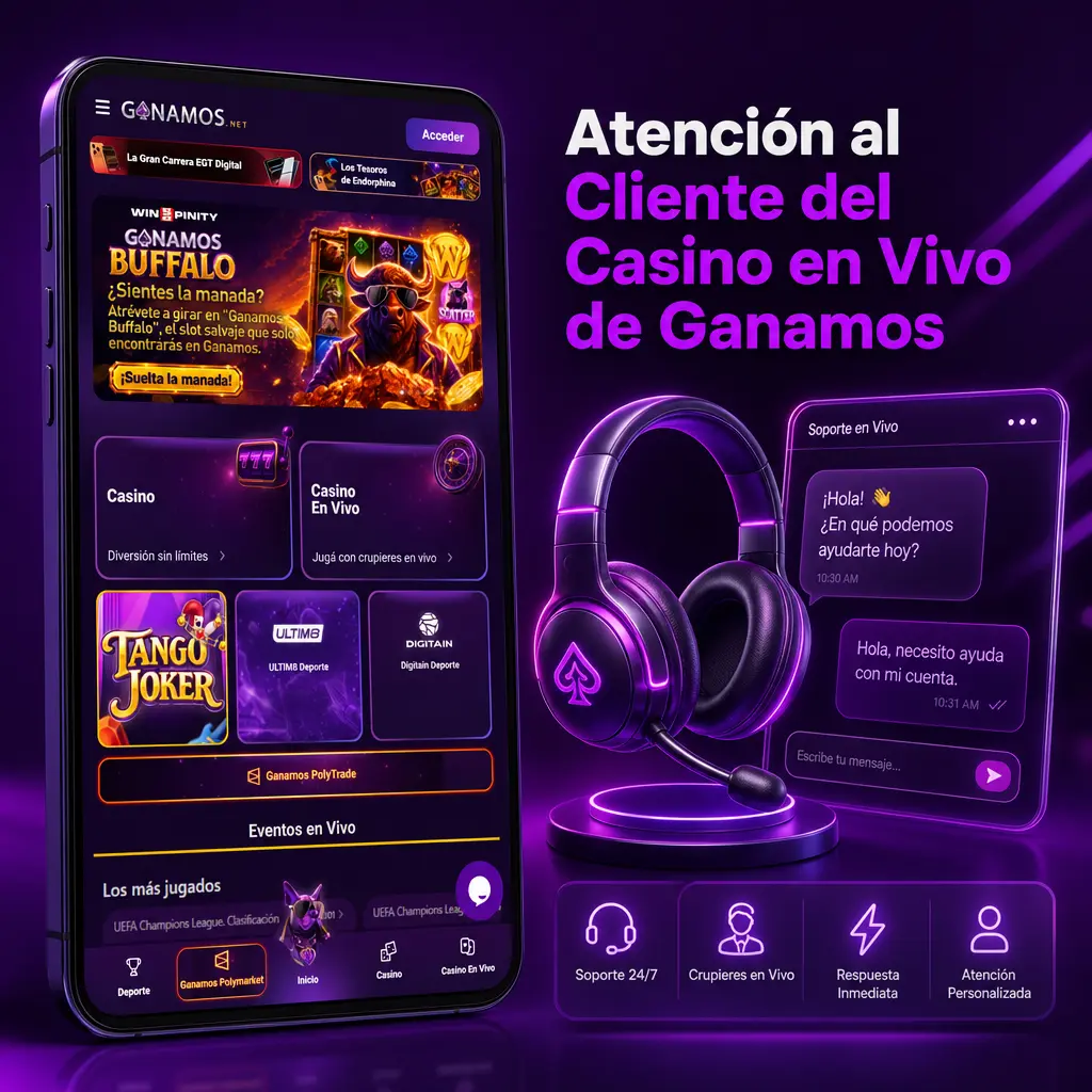 Atención al cliente del casino en vivo de Ganamos: soporte 24/7 por chat, WhatsApp, correo y preguntas frecuentes.