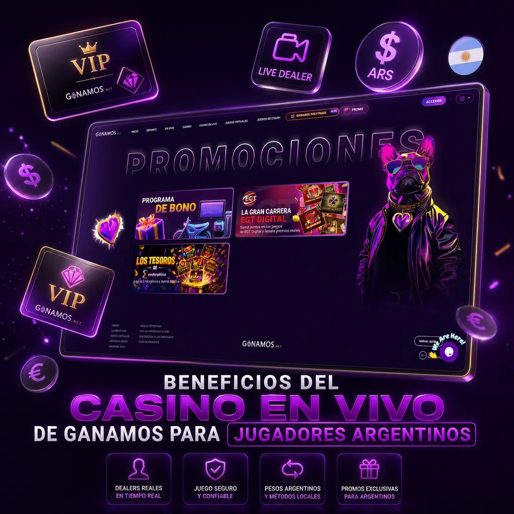 Casino en vivo de Ganamos con depósitos en pesos, soporte en español y mesas 24 horas para jugadores argentinos