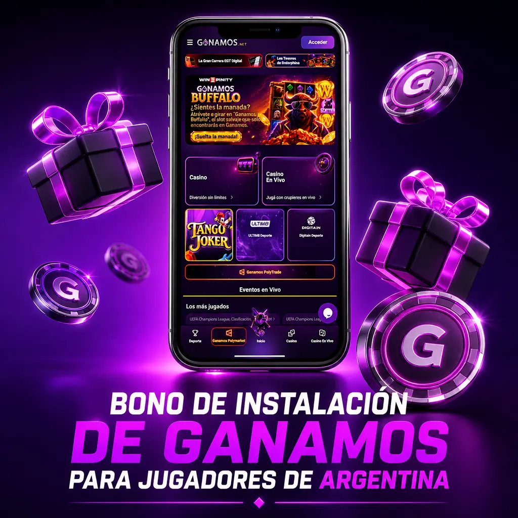 Bono de bienvenida Ganamos: 200% en el primer depósito hasta 500.000 ARS más 100 giros gratis para jugadores de Argentina