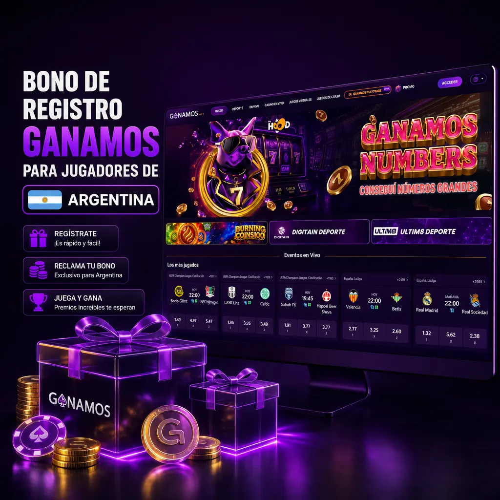 Bono de registro Ganamos: 200% hasta 500.000 ARS más 100 giros gratis para jugadores de Argentina