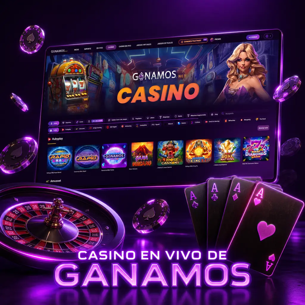 Casino en vivo de Ganamos con crupier humano: ruleta, blackjack, bacará, game shows como Crazy Time y póker en vivo