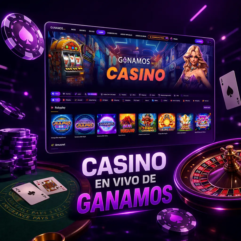 Casino en vivo de Ganamos con crupieres profesionales: ruleta, blackjack, bacará, game shows y póker en tiempo real las 24 horas.
