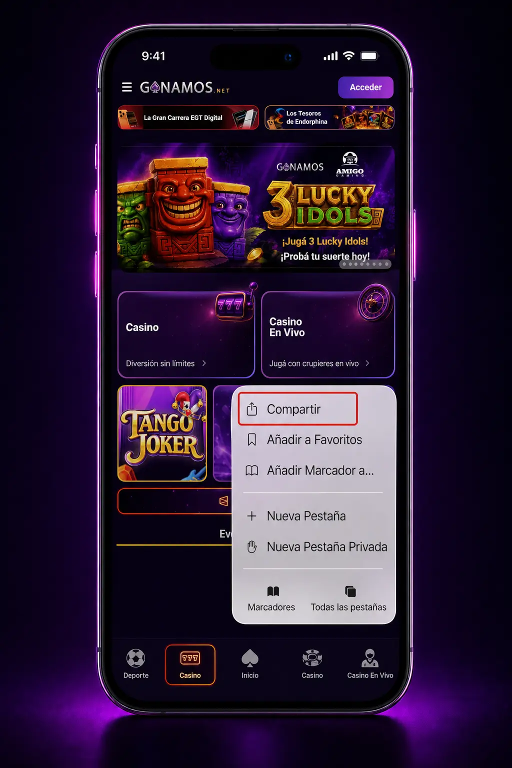 Pasos para descargar e instalar la app de Ganamos en iOS desde Safari en pocos minutos