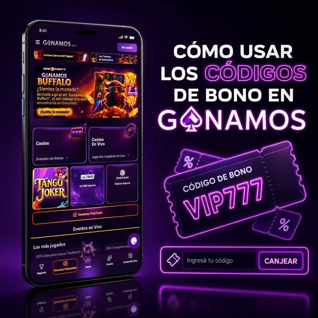 Pasos para ingresar un código de bono en Ganamos dentro del panel de depósito y activar la promoción