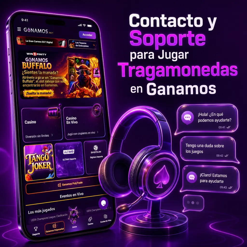 Soporte de Ganamos disponible las 24 horas para consultas sobre tragamonedas, bonos y depósitos por chat, WhatsApp o formulario.