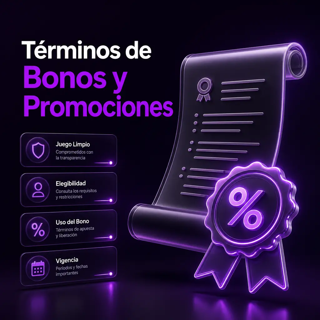 Términos y condiciones de bonos y promociones de Ganamos: requisitos, rollover y reglas claras para reclamar ofertas.