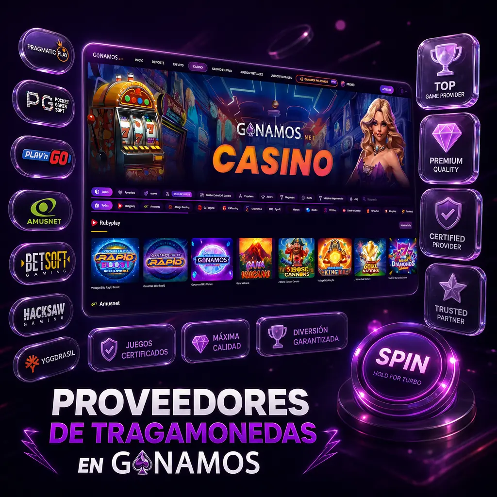 Proveedores de tragamonedas en Ganamos: Pragmatic Play, NetEnt, Play'n GO, Evolution, Microgaming, Habanero y EGT.