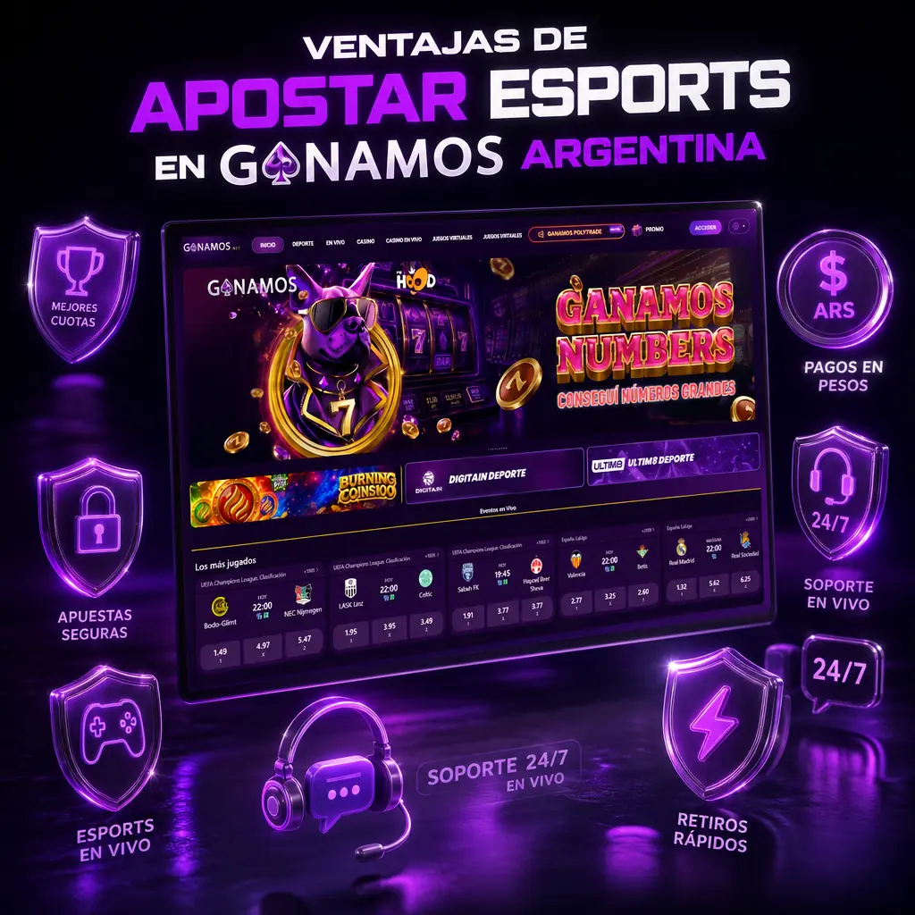 Ventajas de apostar eSports en Ganamos Argentina: bono 200%, pagos locales, app móvil y soporte 24/7